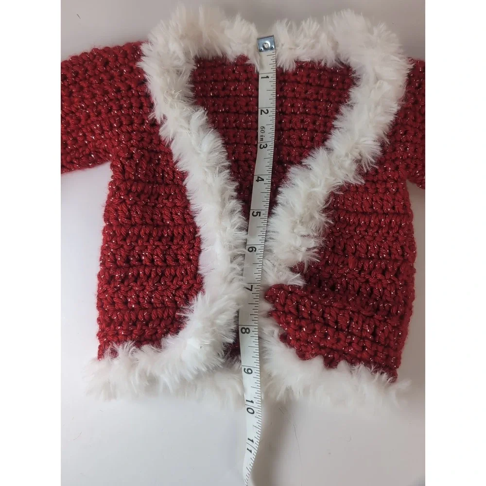 Baby Holiday Sweaters Crochet Handmade Red & White Set Of Three Vintage Matching